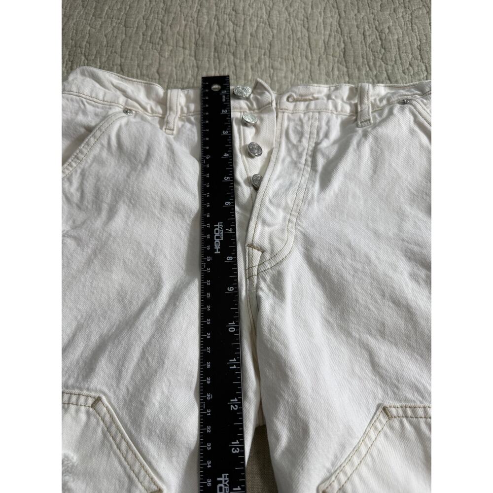 FRAME Le Slouch Bermuda Button Fly Raw Hem Made in USA Cargo Ivory Cut Off Sz 29 - Picture 6 of 9